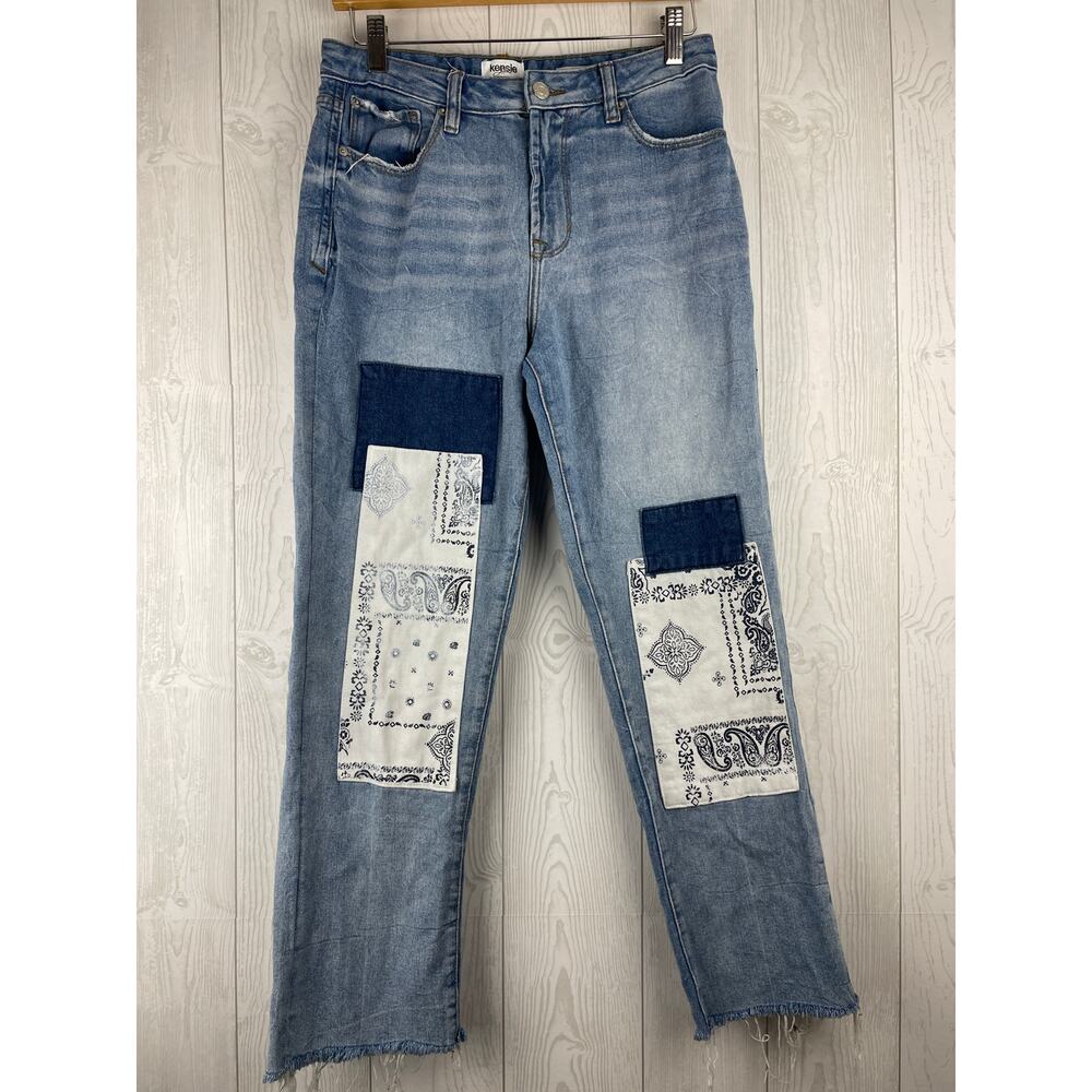 Kensie True Vintage Slim Patchwork High Rise Jeans Bandana Paisley Sz 4/27 EUC